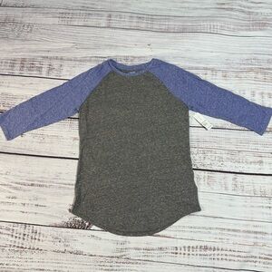 NWT Girls Old Navy Gray and Blue Long Sleeve Raglan Tee